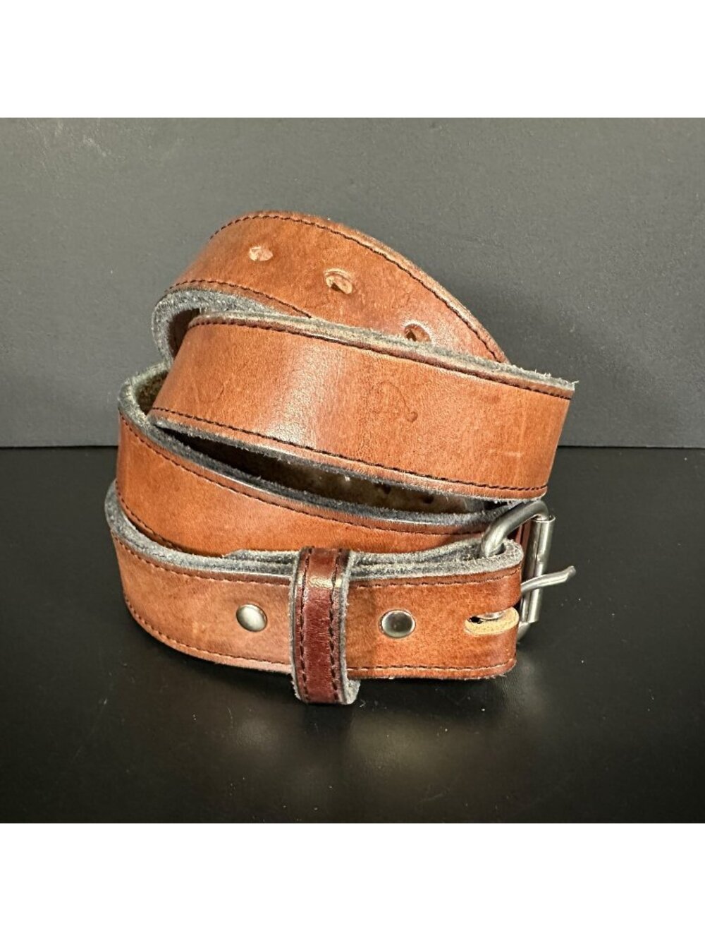 HANKS BELTS The GUNNER Belt Brown Leather Heavy Duty CCW Mens 54 Made in USA